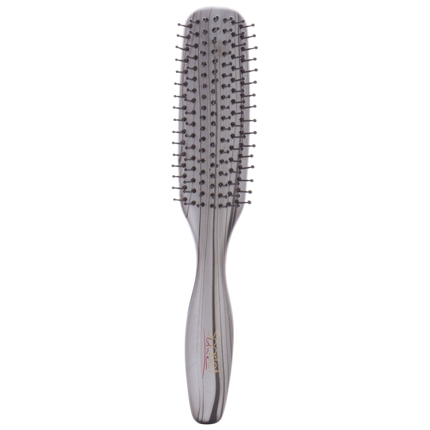 SPF017 Professional Ladies Ebony 7 Rows Ball Tip Nylon Bristles Flat Smoothing n Styling Hair Brush with Plastic Handle Silver Flat Hair Brushes Scarlet Line 26X4.5X4.5 CM Koki Story