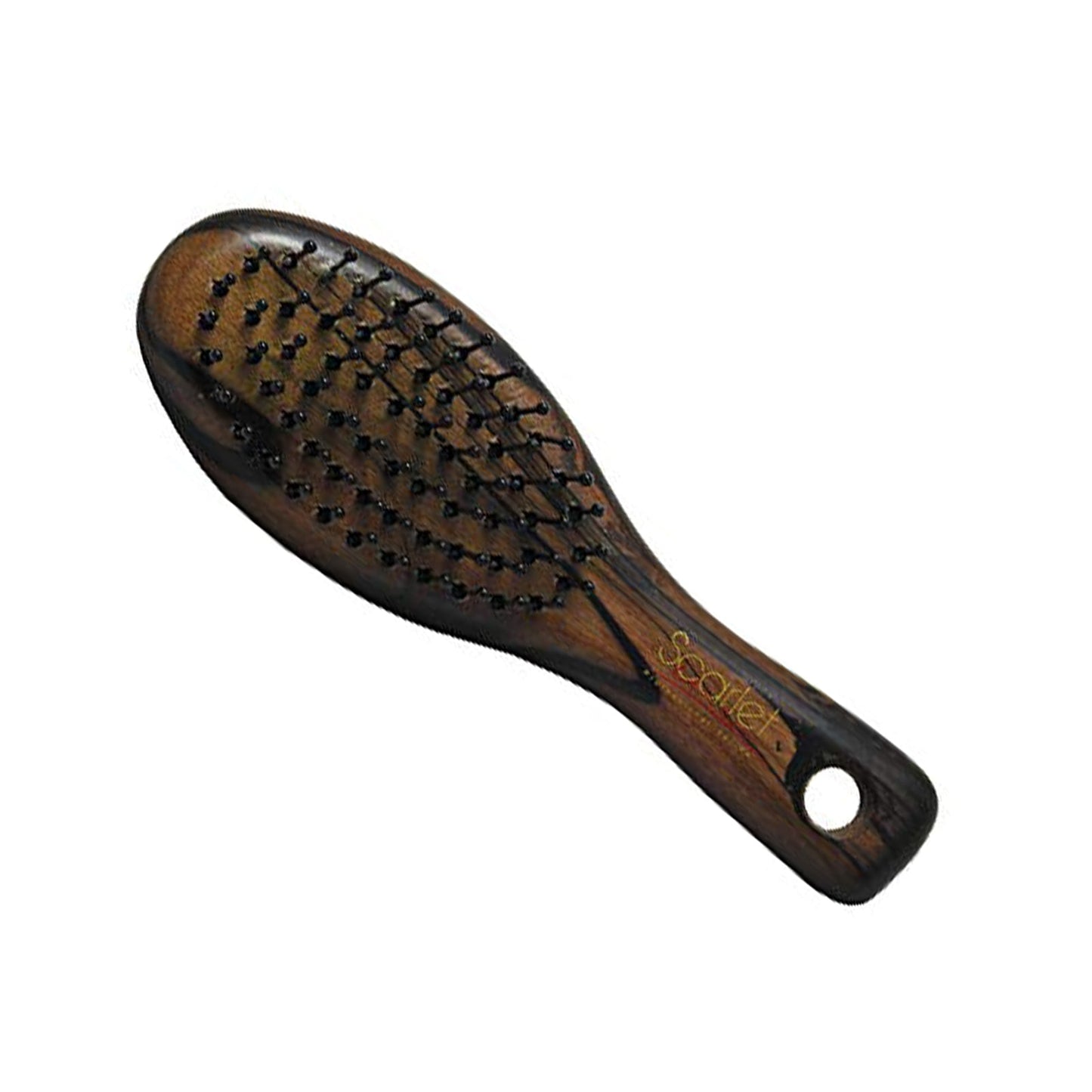 SPF019 Professional Oval Maple Wood Anti Static Flat Baby Styling Hair Brush with Anti Slip Joint Less Wooden Handle Flat Hair Brushes Scarlet Line 27X9X5 CM Koki Story