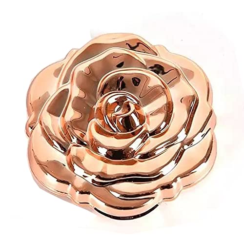 SPM026 Small Double Sided Foldable Purse Mirror Rose Shape Magnifying Hand Mirror for Makeup Handy Compact Travel Mirror Rose Gold Purse Mirrors Scarlet Line 12.5X10X1.9 CM Koki Story