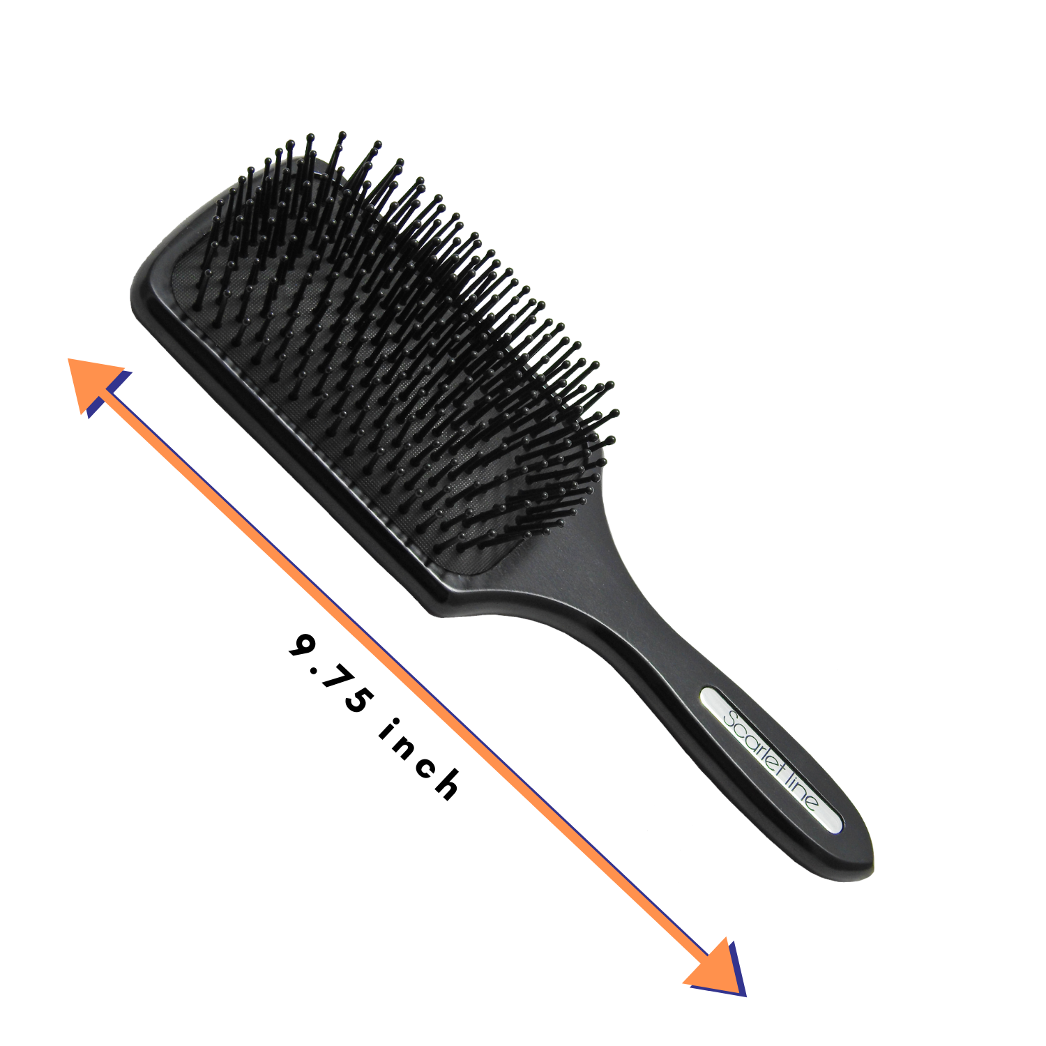 SPP003 Professional Matte Finish Large Paddle Hair Styling Salon Brush with Back Side Crystal Mirror n Wooden Handle_Black Paddle Brushes Scarlet Line 26X8.6X5 CM Koki Story