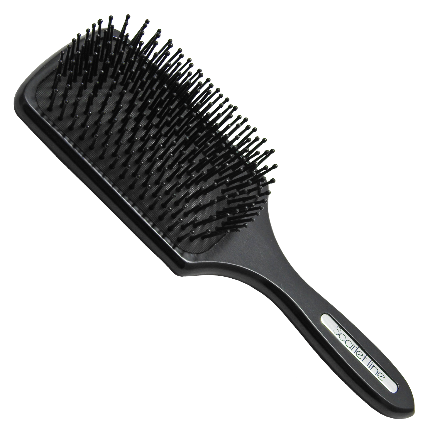 SPP003 Professional Matte Finish Large Paddle Hair Styling Salon Brush with Back Side Crystal Mirror n Wooden Handle_Black Paddle Brushes Scarlet Line 26X8.6X5 CM Koki Story