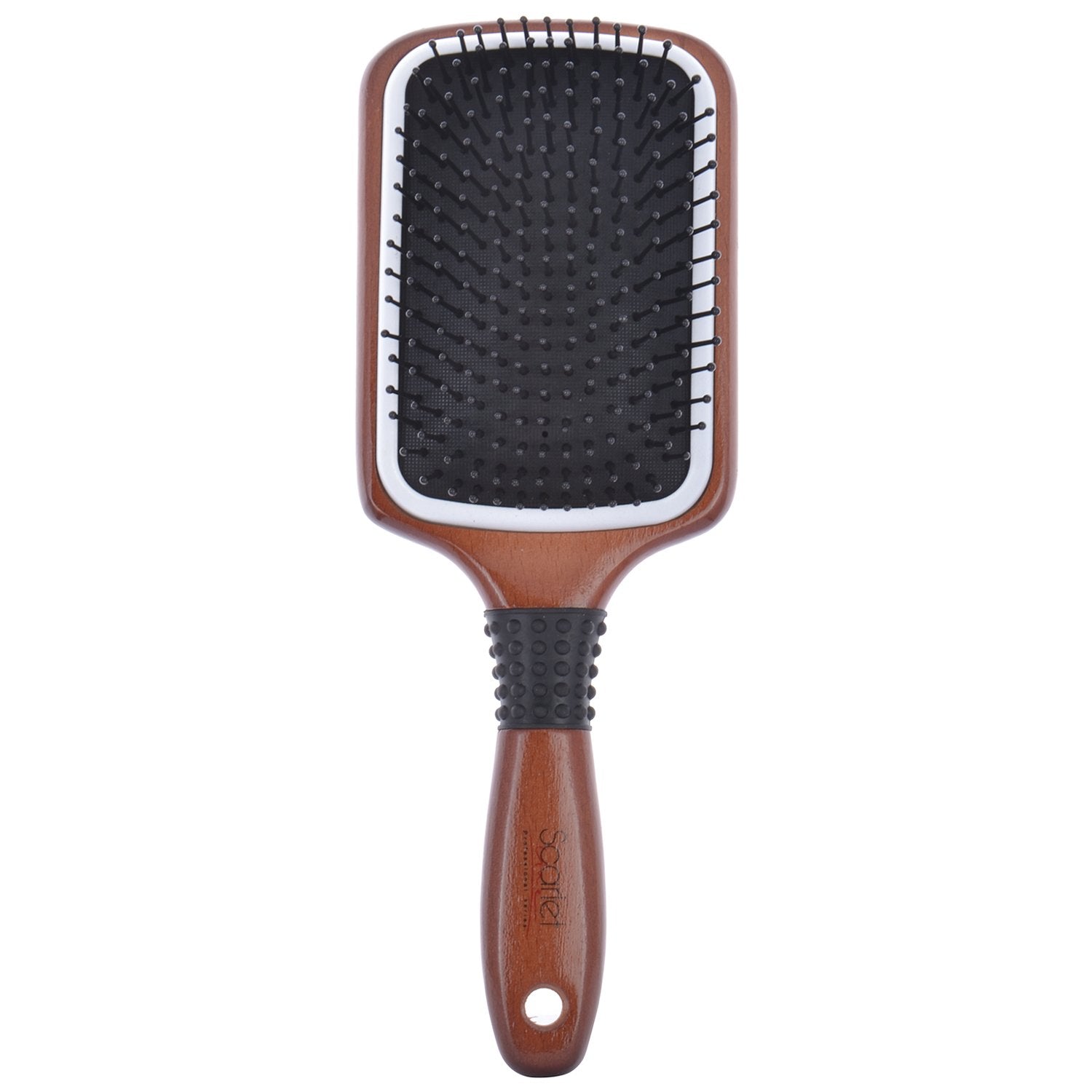 SPP018 Wooden Paddle Hair Brush with Anti Slip Handle Heat Resistance Ceramic Ring and Bristles for Blow Drying n Straightening Paddle Brushes Scarlet Line 29.5X8.5X5 CM Koki Story