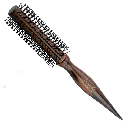 SPR002 Professional Sanyo Maple Wood Anti Static Round Hair Brush with Pointed Handle for Hair Sectioning , Brown Round Hair Brushes Scarlet Line 26X4.5X4.5 CM Koki Story