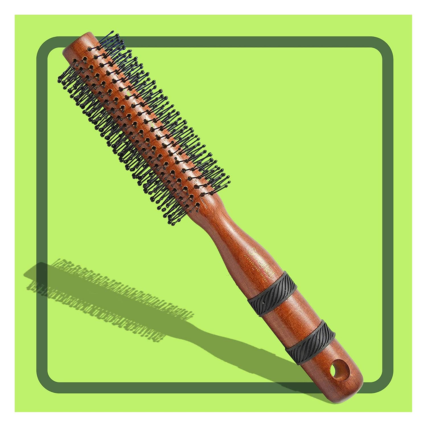 SPR003 Professional Maple Wood Anti Static Round Hair Brush with Anti Slip Grips on Wooden Handle , Brown Round Hair Brushes Scarlet Line 26X4.5X4.5 CM Koki Story