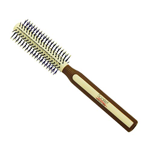 SPR008 Professional Matte Finish Anti Bacterial Round Hair Brush with Anti Slip Grip Lines on Handle Round Hair Brushes Scarlet Line Brown Koki Story