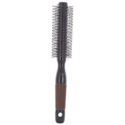 SPR014 Professional Wooden Round Ball Tip Nylon Bristle Hair Styling Brush with Anti Slip Brown Rubber Grip on Handle_Black Round Hair Brushes Scarlet Line 24X5.6X4.5 CM Koki Story