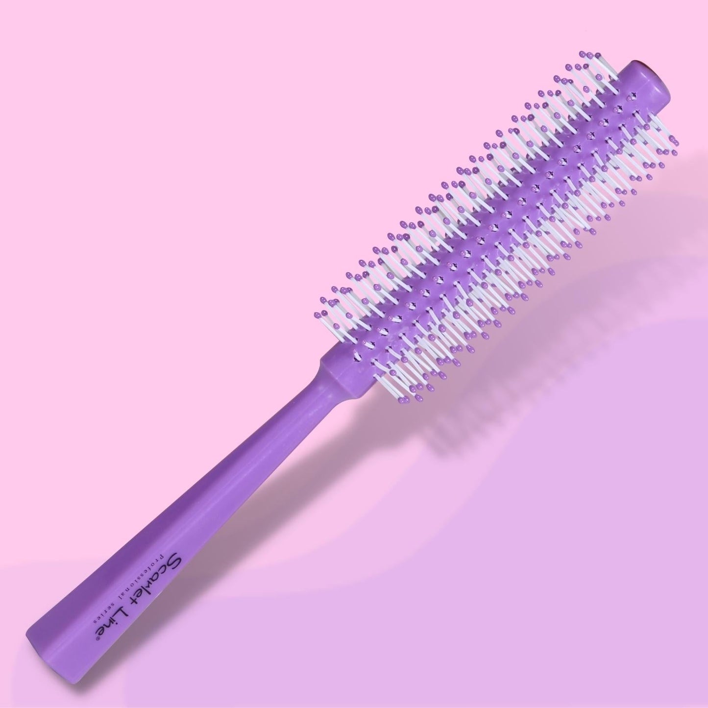 SRB046 Professional Medium Round Hair Brush with Anti Slip Handle, Ball Tip Nylon Bristles Round Brush for Hair Styling_Purple Round Hair Brushes Scarlet Line 28X10X3.5 CM Koki Story