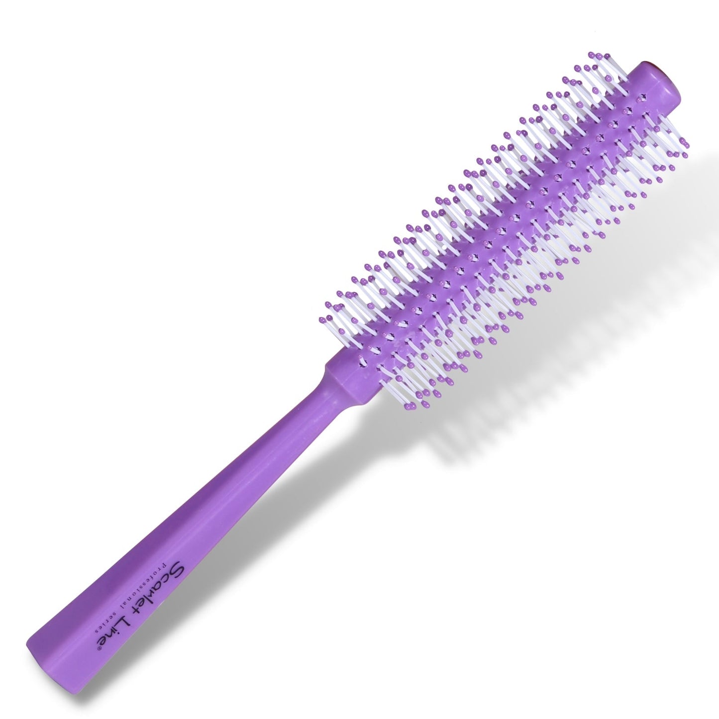 SRB046 Professional Medium Round Hair Brush with Anti Slip Handle, Ball Tip Nylon Bristles Round Brush for Hair Styling_Purple Round Hair Brushes Scarlet Line 28X10X3.5 CM Koki Story