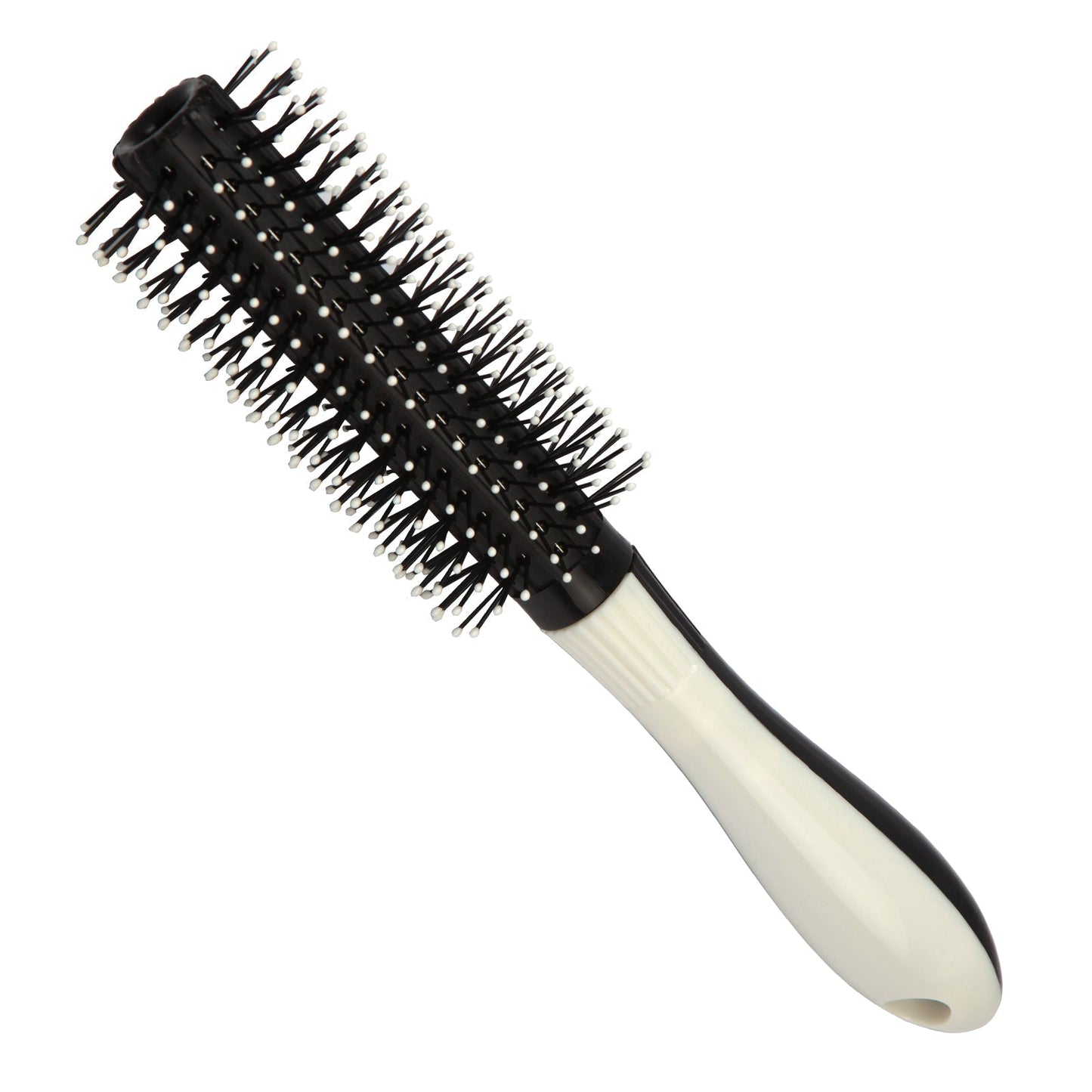 SRB122 Professional Medium Round Hair Brush with Plastic Handle, Soft Ball Tip Nylon Bristles Round Brush for Hair Styling_White n Black Round Hair Brushes Scarlet Line 28X9X4 CM Koki Story