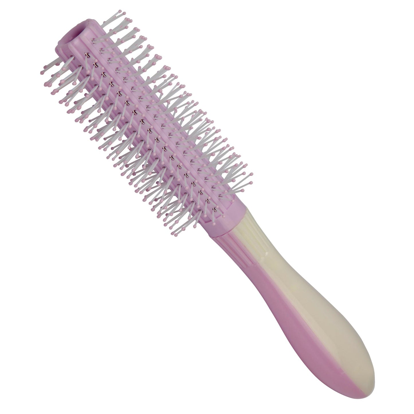 SRB122 Professional Medium Round Hair Brush with Plastic Handle, Soft Ball Tip Nylon Bristles Round Brush for Hair Styling_White n Purple Round Hair Brushes Scarlet Line 28X9X4 CM Koki Story