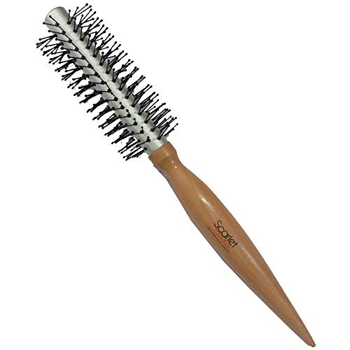 SSTWR Professional Round Hair Styling Brush with Pointed Wooden Handle for Hair Sectioning Round Hair Brushes Scarlet Line Brown Koki Story