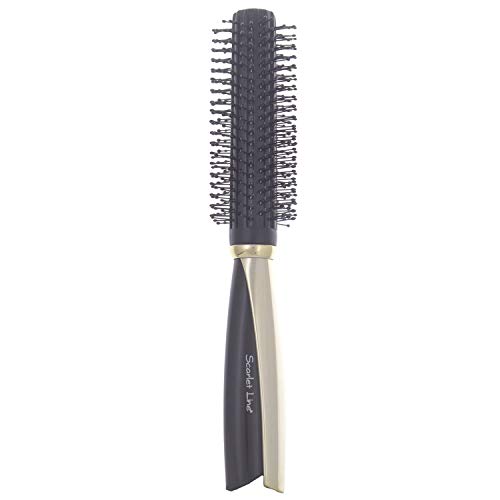 SVGR Professional Large Round Ball Tip Nylon Bristles Hair Styling Brush with Metallic Finish Handle , Black and Gold Round Hair Brushes Scarlet Line 24X5.6X4.5 CM Koki Story