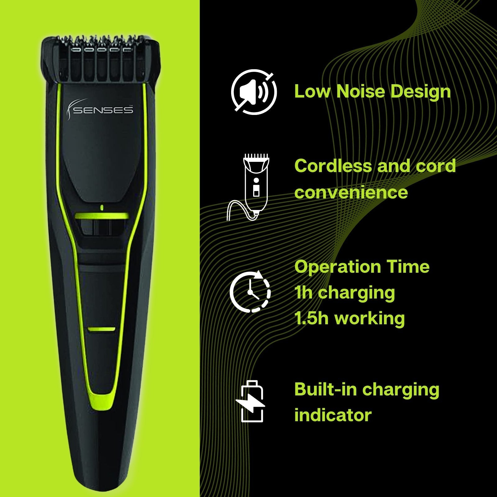 SST-350+ Beard Trimmer Corded n Cordless Titanium Blades Stubble Trimming Machine Beard n Mustache Saving 20 Length Settings Trimmers & Clippers Senses Life Implements Koki Story