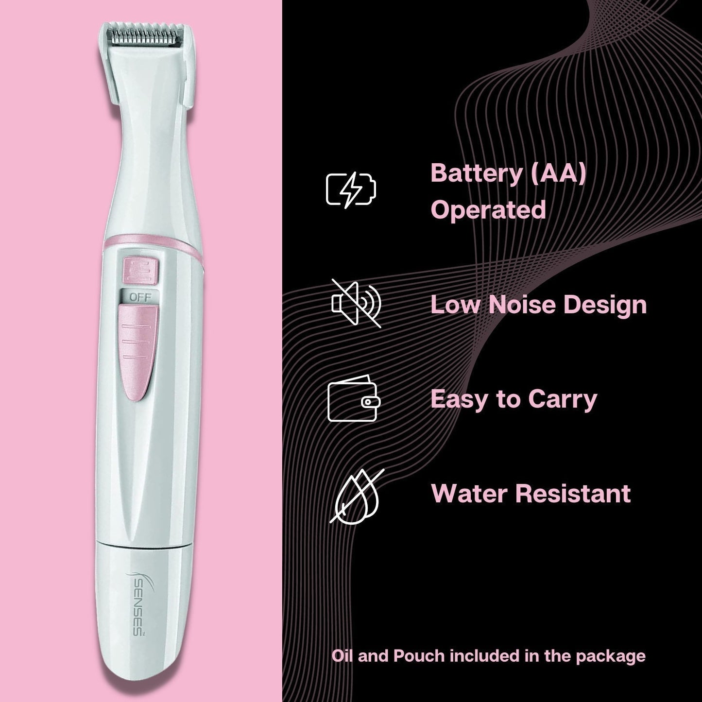 SLT-250 Glam Trym Lady Groomer Kit/Ladies Trimmer/IPX 4 Water Proof Hair Removal Machine/Detachable Head Cordless Eyebrow Nose Ear and Bikini Trimmer White Trimmers & Clippers Senses Life Implements Koki Story