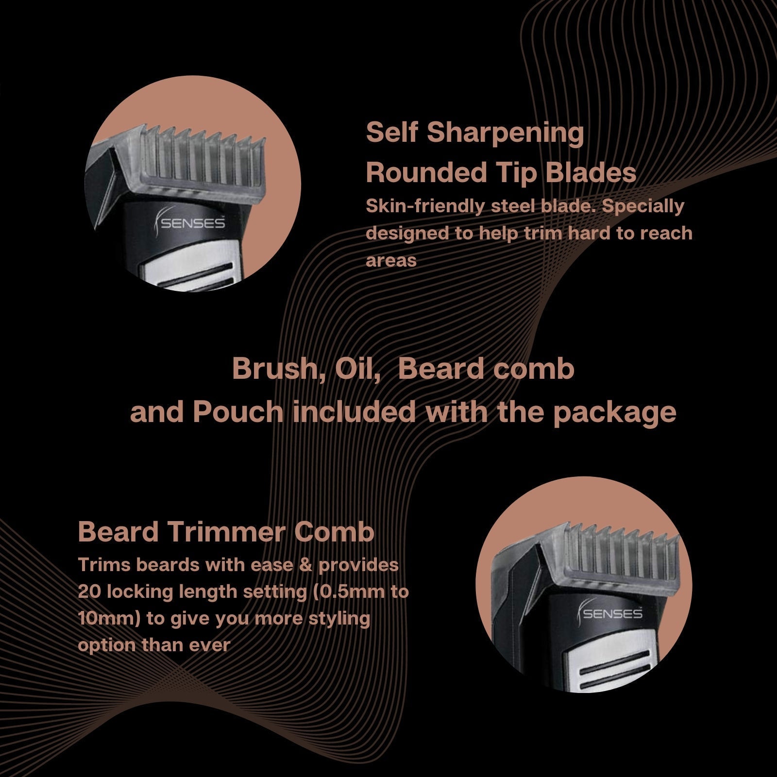 SST-200 Stubble Beard Trimmer Cordless Rechargeable Beard n Mustache Trimming Saving Machine USB 0.5mm 20 Length Settings Trimmers & Clippers Senses Life Implements Koki Story