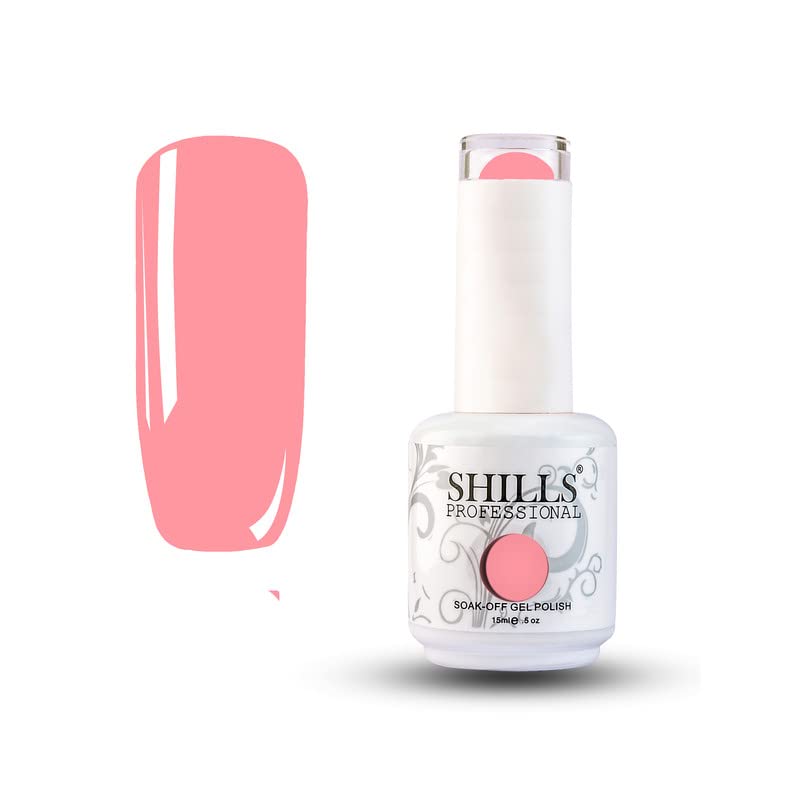 UV LED Soak Off Gel Nail Polish Paint For Home DIY Professional Nail Artists Nail Art Salon 15 ML Glossy Peach Gel Nail Polishes SHILLS PROFESSIONAL Light Coral Peach_027 Koki Story