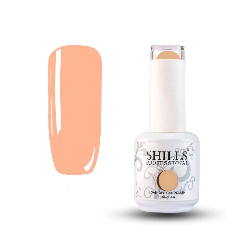 UV LED Soak Off Gel Nail Polish Paint For Home DIY Professional Nail Artists Nail Art Salon 15 ML Glossy Peach Gel Nail Polishes SHILLS PROFESSIONAL Pastel Peach_009 Koki Story