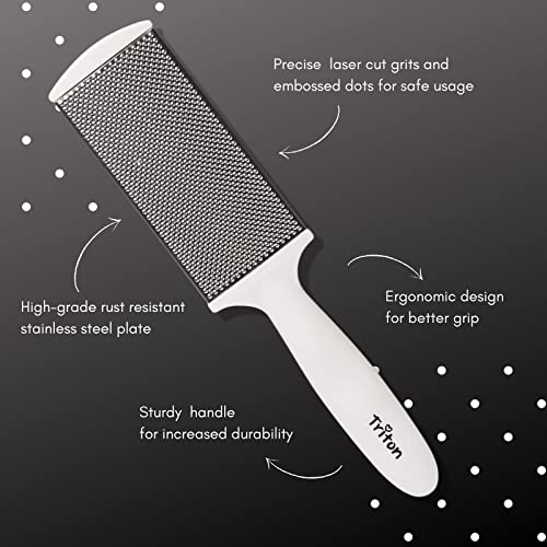 TFS044 Professional Dual Sided Foot Scrubber Filer with Steel and Emery Pad. Hard n Dead Skin Callus Remover Pedicure Foot Scraper Foot Scrubbers TRITON Koki Story