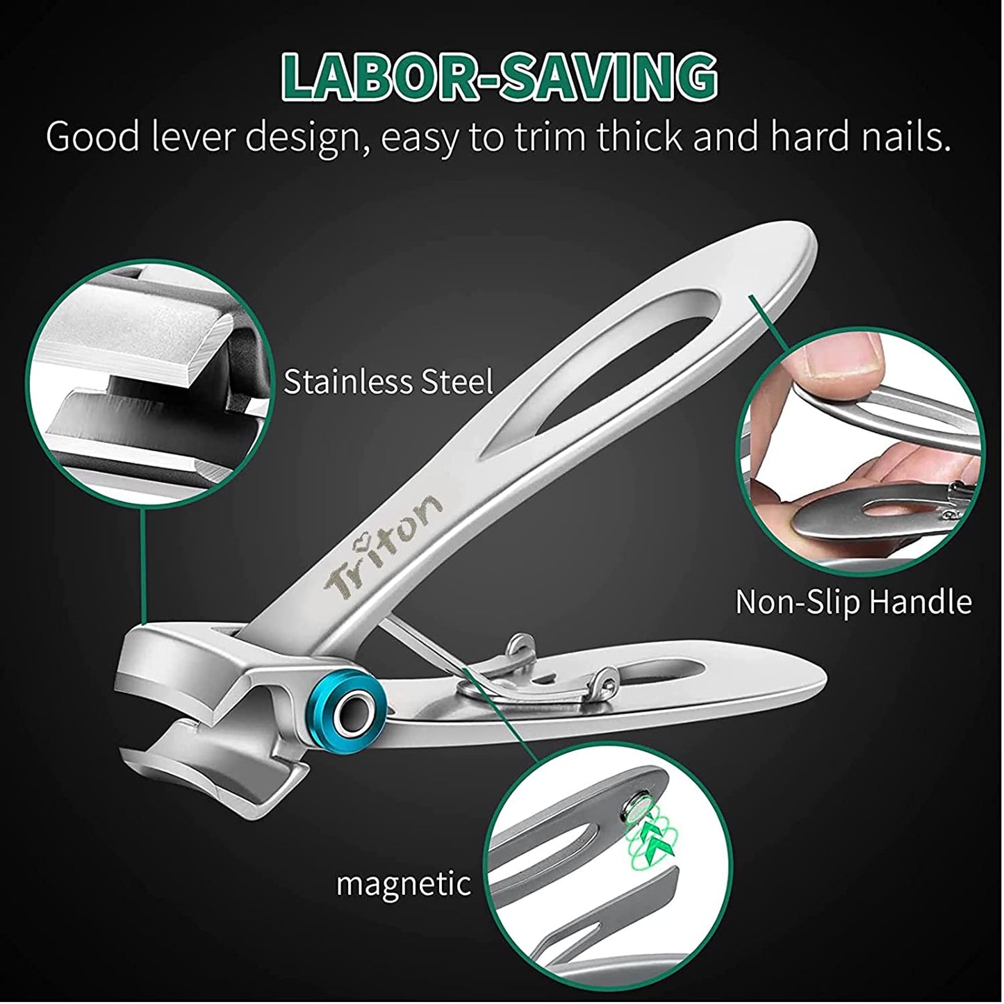 TEC038 Professional Stainless Steel Toenail Fingernail Clipper Nail Nipper Nail Cutter For Thick Nails Silver Nail Cutters TRITON 7.5X2X2 CM Koki Story