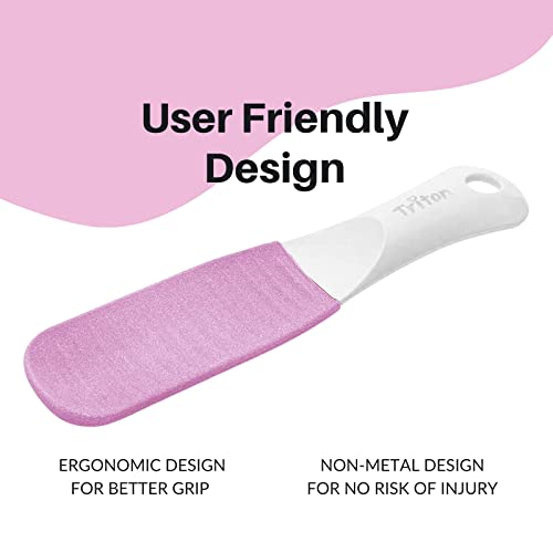 TFS028 Professional Dual Sided Emery Pad Foot Scraper for Pedicure Feet Filer for Hard n Dead Skin Removing Callus Remover Foot Scrubber Foot Scrubbers TRITON White n Pink Koki Story