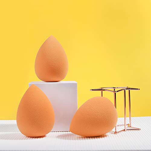 TMS014 Professional Latex Free 3Pc Mini Beauty Makeup Blender Sponge Wet n Dry Use Puff Blending Makeup Cream Concealer Powder Foundation Orange Makeup Blender Puffs TRITON 8.4X5X5 CM Koki Story