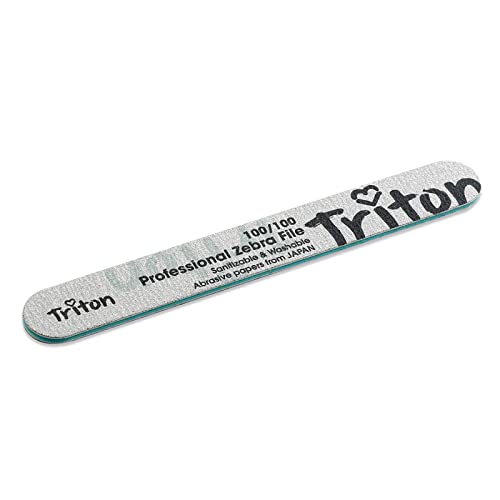 TNC024 Professional 100/100 Double Sided Nail Filer/Emery Board/Buffer/Polisher Reusable Hard File Washable Manicure Pedicure Tool For Home n Salon Nail Filers TRITON 29.3X4.5X0.5 CM Koki Story